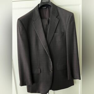 Mens Dark Brown Checked wool suit 42 R jacket blazer 32 x32 pants